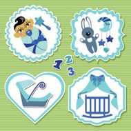 Label set with elements for Asian newborn baby boy
