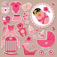 Cute items for Asian baby girl Strips background
