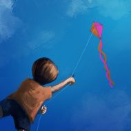 Boy with a flying kite