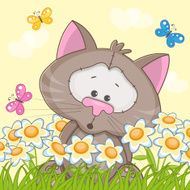 Cat with flowers N11