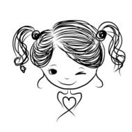Cute Girl Smiling Sketch For Your Design N29
