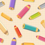 Seamless pattern with color pencils Light checkered background N2