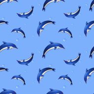 Seamless background with dolphins Vector illustration