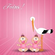 stork with twin girls N2