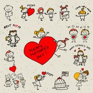 hand drawing cartoon concept happy mother&#039;s day