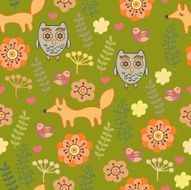 Cut children&#039;s pattern with owls and foxes