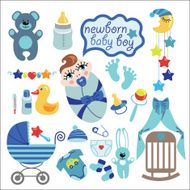 Cute elements for newborn baby boy N2