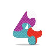 Vector number 4 written with alphabet puzzle