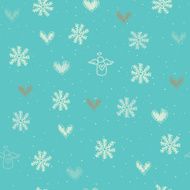 Seamless with snowflakes hearts and angels