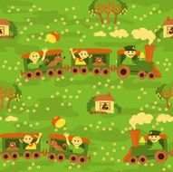 Seamless baby pattern &ndash; Travel by train