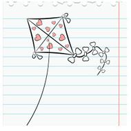Exercise book leaf with a picture kite eps10