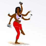Multitasking super mother with six arms