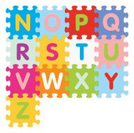 Vector alphabet from N to Z written with puzzle