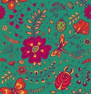 Seamless texture with flowers and butterflies N20