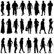Black silhouettes of beautiful mans and womans N6