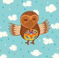 Cute cartoon owl flying