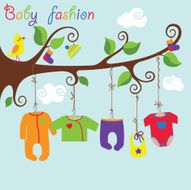 Baby born clothes hanging on the tree Gartoon baby fashion