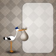 stork delivering with baby child