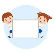 School children holding whiteboard