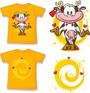 kid shirt with cute cow printed - isolated on white