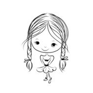 Cute Girl Smiling Sketch For Your Design N30