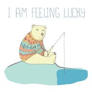 Cute bear fishing
