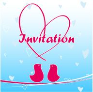 Invitation card with birds and hearts