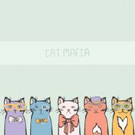 Perfect card with hand drawn cute kittens