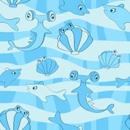 seamless background with sea life