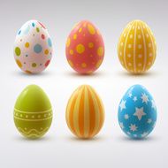 Set of realistic eggs on white background Easter collection N9
