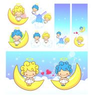 The fun moon on Girls and boys Angel Mascot