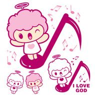 Have happy singing Cherub mascot Angel Character Design Series