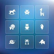 Vector flat baby toy icon set N7