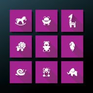 Vector flat baby toy icon set N9