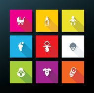 Vector flat baby icon set N8