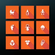 Vector flat baby icon set N9