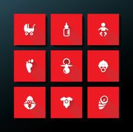 Vector flat baby icon set N10