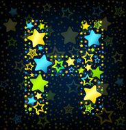Letter H cartoon star colored