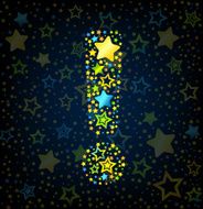 Exclamation mark cartoon star colored