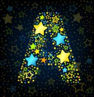 Letter A cartoon star colored