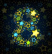 Number 8 cartoon star colored