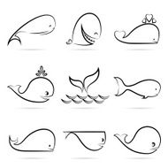 Set of vector whale icons