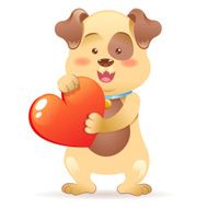 Dog pet isolated holding heart N2