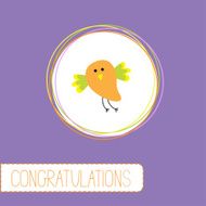 Congratulations card with cute orange bird
