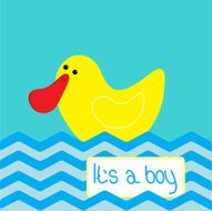 Baby boy shower card with cute duck