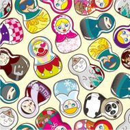 seamless Russian doll pattern N8