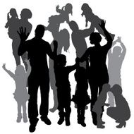 Vector silhouette of a family N147