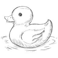 vector sketch illustration - rubber duck for bath