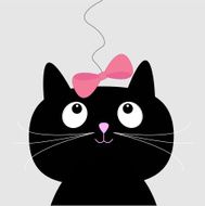 Cute cartoon black cat Card