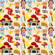 cartoon Lamp of Aladdin seamless pattern